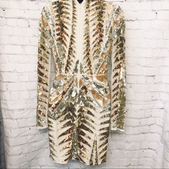 CCO MISSGUIDED EMBELLISHED SEQUIN WRAP MINI DRESS - Picture 5 of 8